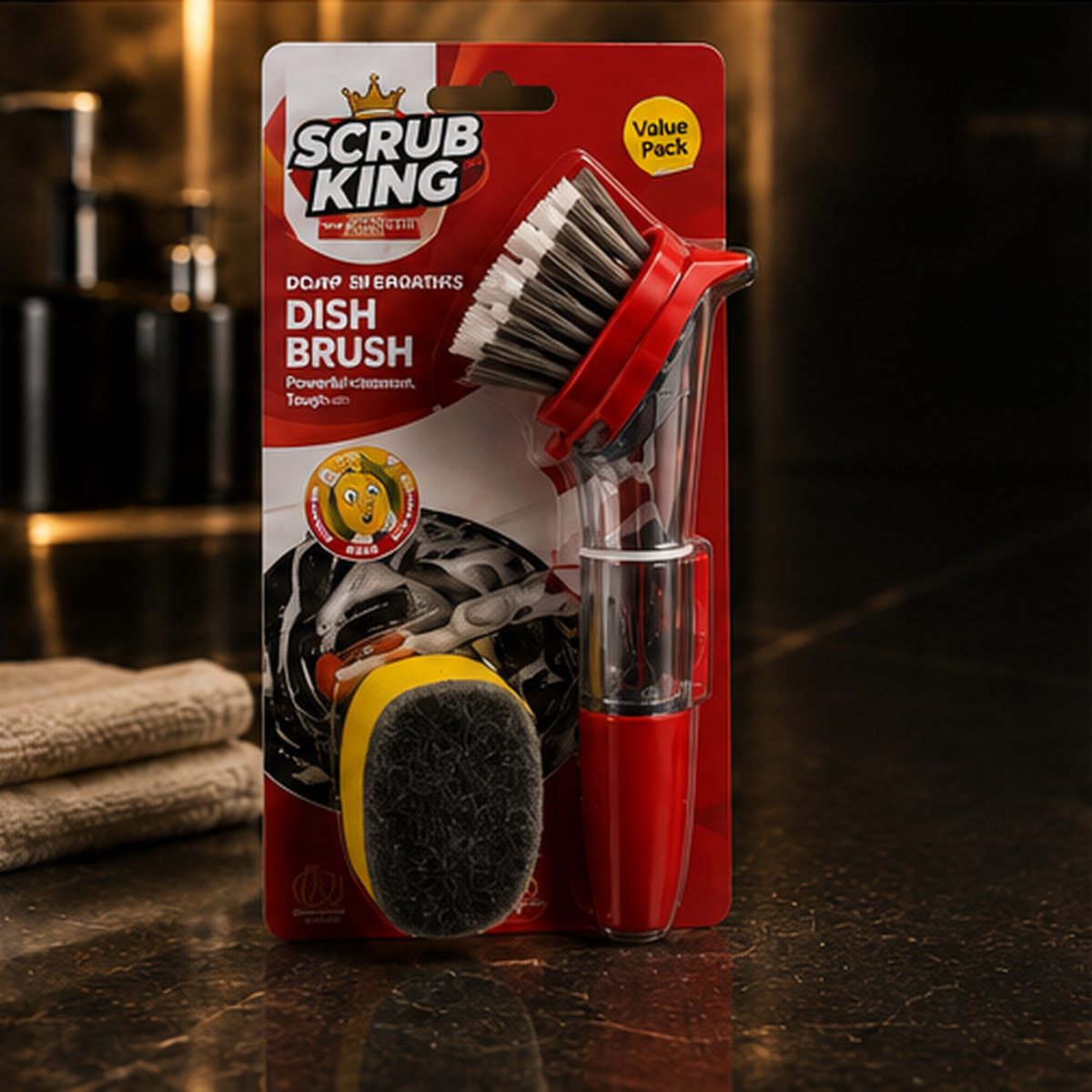 Scrub King - Heavy Duty Soap Dispensing Brush & Sponge